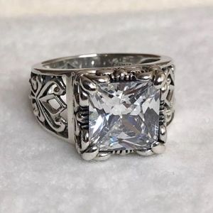Silpada Sterling Silver Uptown Square CZ Fleur de Lis Ring